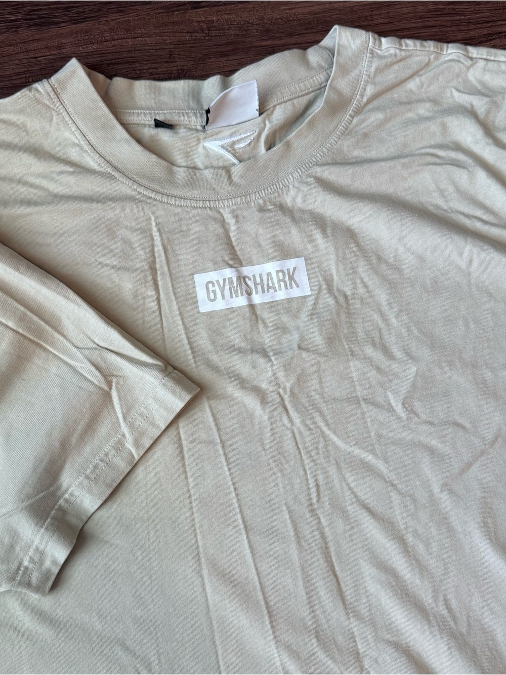 Gymshark Women’s T Shirt Extra Large Block Logo Short Sleeve Tan XL Gym Tee